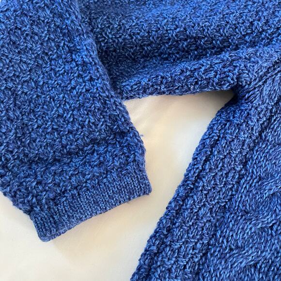 Inis Crafts Blue Merino Wool Cardigan Sweater Wmns M Cottagecore Cable Knit - Picture 4 of 6